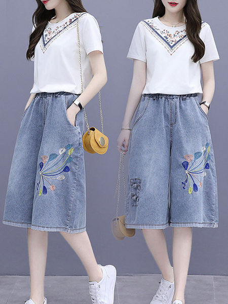 Ženski komplet - traperice s vezom i majica