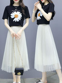 Suvine komplekt - T-särk trükise ja plisseeritud tüllseelikuga