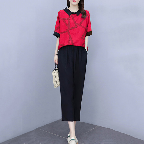 Ежедневен дамски комплект от две части -блуза и панталон