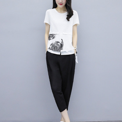 Γυναικείο καθημερινό σετ φαρδύ μοντέλο με απλικέ