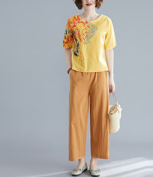 Γυναικείο φαρδύ σετ  με απλικέ