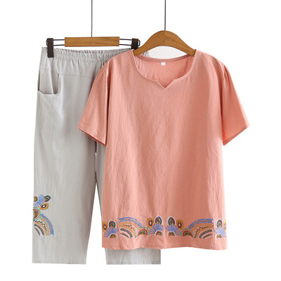 Casual σετ - T-shirt και παντελόνι με κέντημα