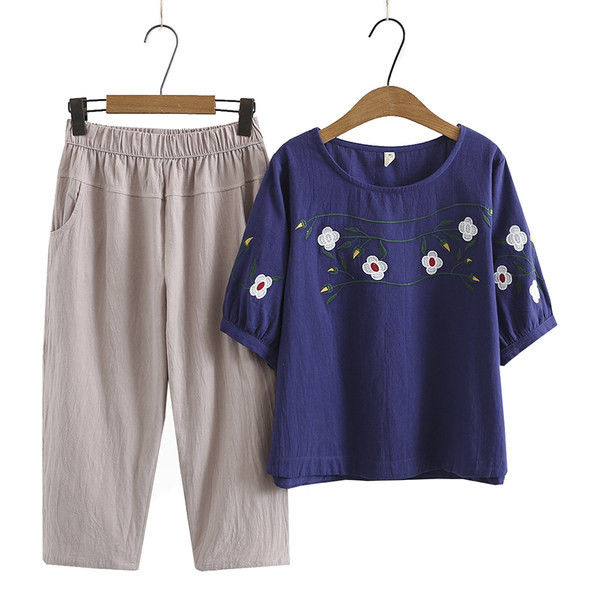 Ženski set od dva dijela sa vezom široki model