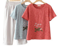 Νέο μοντέλο γυναικείο σετ με κέντημα λουλουδιών