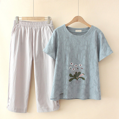 Νέο μοντέλο γυναικείο σετ με κέντημα λουλουδιών