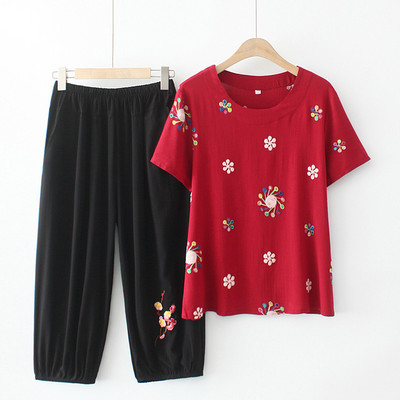 Naiste vabaaja komplekt kaheosalisest pluusist ja pükstest