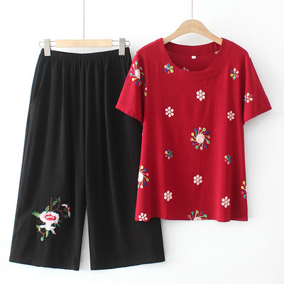 Naiste vabaaja komplekt kaheosalisest pluusist ja pükstest