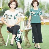 Naiste komplekt laiadest pükstest ja O-kaelusega T-särgist