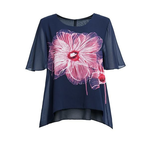 Ženski komplet velikih veličina - šifon bluza i hlače