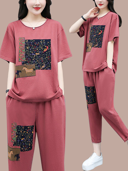 Värvilise trükiga suvine päevakomplekt