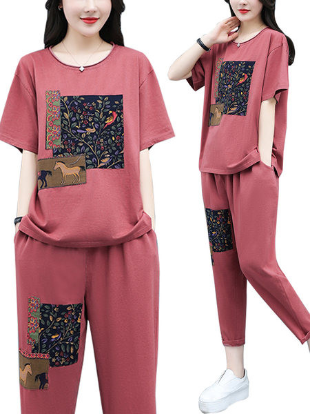 Värvilise trükiga suvine päevakomplekt