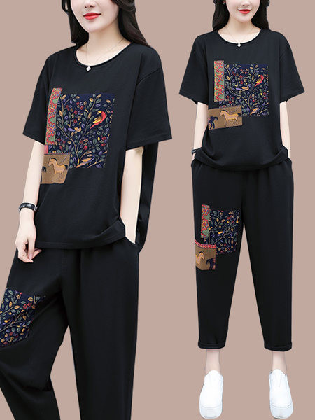 Värvilise trükiga suvine päevakomplekt