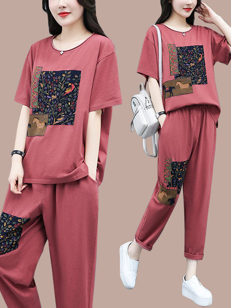 Värvilise trükiga suvine päevakomplekt