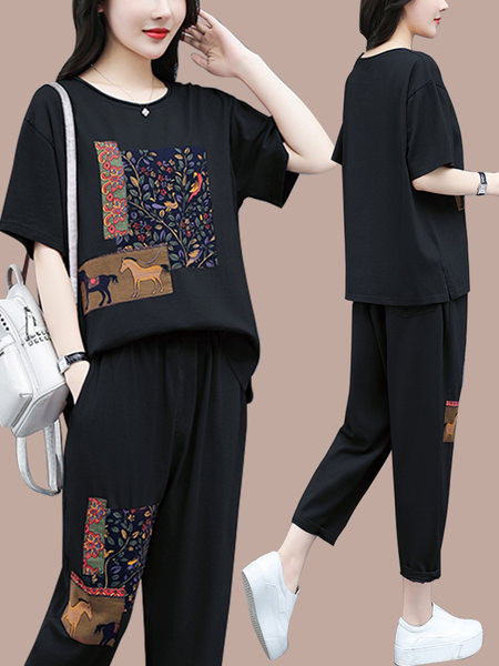 Värvilise trükiga suvine päevakomplekt