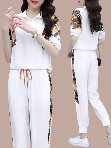 Дамски спортно-ежедневен сет с шарен десен