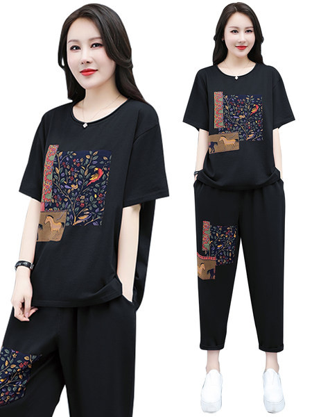 Naiste igapäevane kaheosaline värvitrükiga komplekt