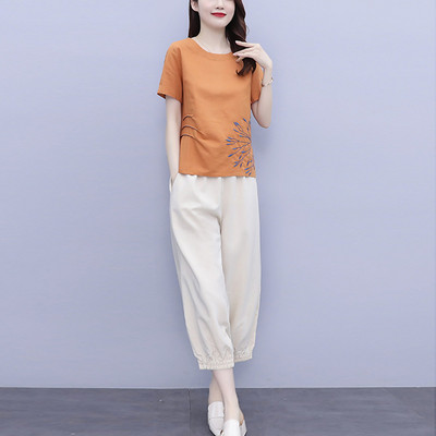 Γυναικείο casual σετ - T-shirt και παντελόνι με λάστιχο