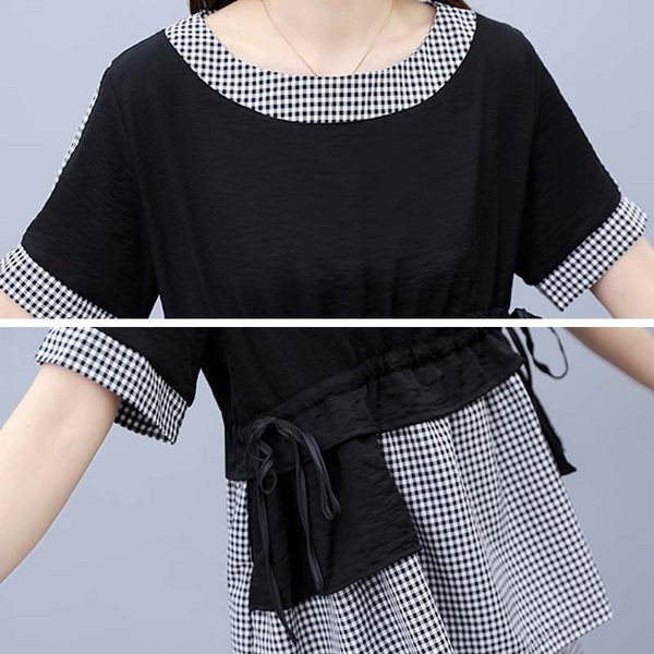 Naiste komplekt kahest ruudukujulisest lipsudega tükist