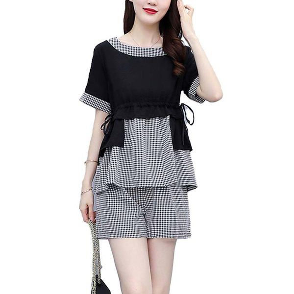 Naiste komplekt kahest ruudukujulisest lipsudega tükist