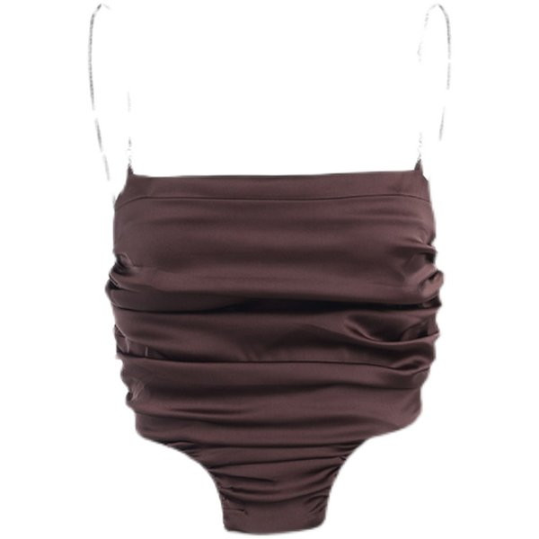 Kratka ženska majica bez rukava na bretele i kamenčiće - dvije boje