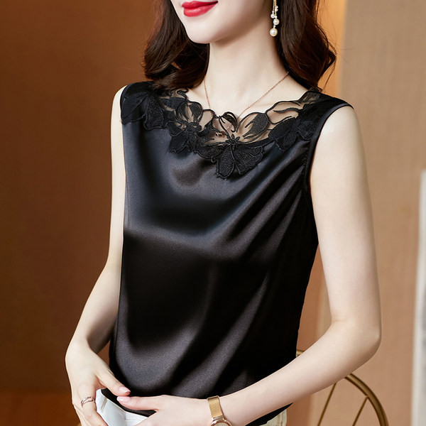 Naiste moodne mitmes värvitoonis ovaalse kaelusega satiinist topp