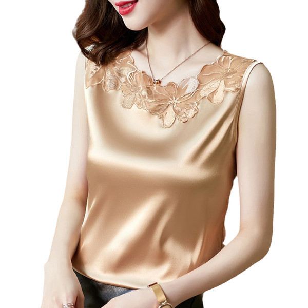 Naiste moodne mitmes värvitoonis ovaalse kaelusega satiinist topp