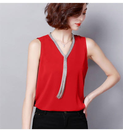 Γυναικείο φανελάκι σιφόν με κρόσσια