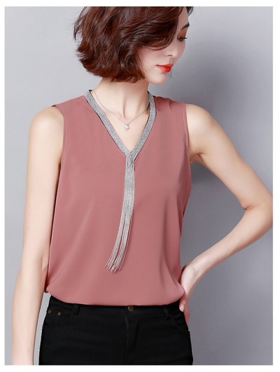 Γυναικείο φανελάκι σιφόν με κρόσσια