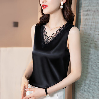 Μοντέρνο γυναικείο φανελάκι με τούλι και κέντημα