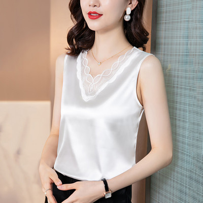 Μοντέρνο γυναικείο φανελάκι με τούλι και κέντημα