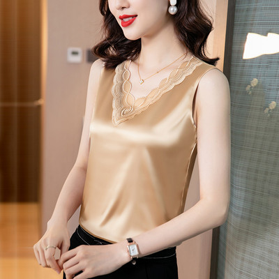 Μοντέρνο γυναικείο φανελάκι με τούλι και κέντημα