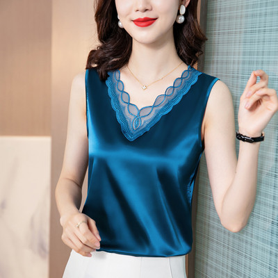 Μοντέρνο γυναικείο φανελάκι με τούλι και κέντημα