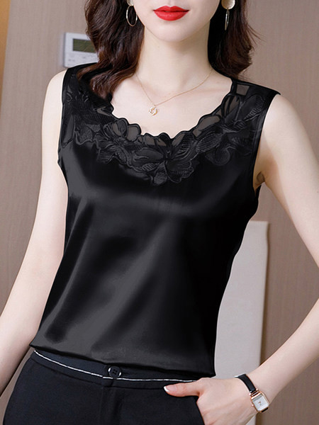 Ženska elegantna majica bez rukava s vezom u nekoliko boja