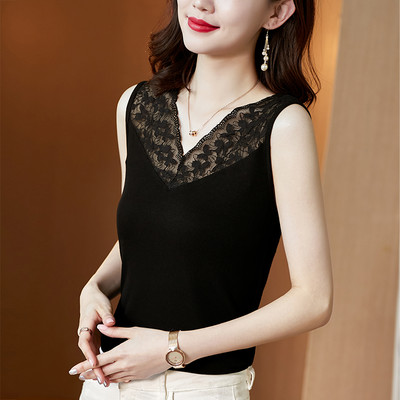 Stiilne naiste topp pits- ja spits-kaelusega