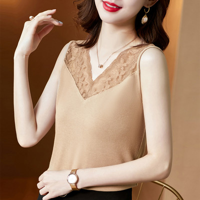 Stiilne naiste topp pits- ja spits-kaelusega