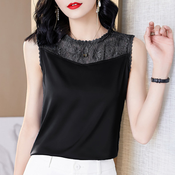 Čipkana majica bez rukava s ovalnim izrezom za žene