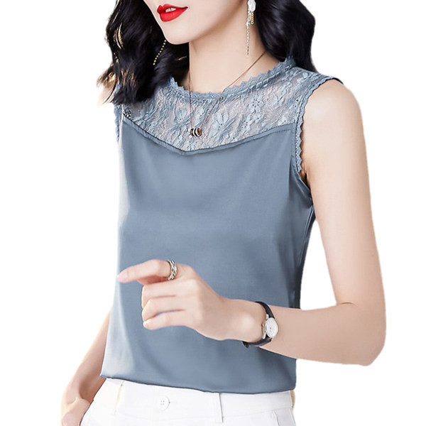 Čipkana majica bez rukava s ovalnim izrezom za žene