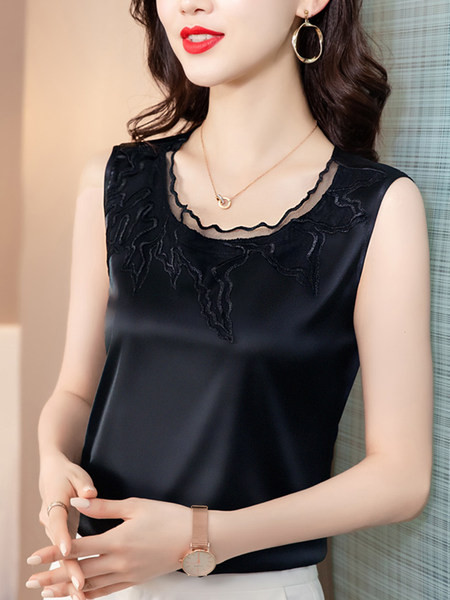 Stiilne ümara kaelusega naiste topp