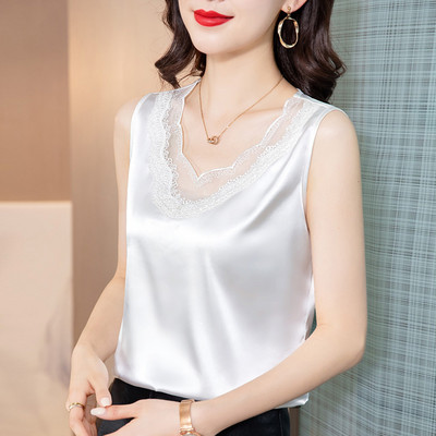 Stílusos női felső spitz nyakkivágással és hímzéssel