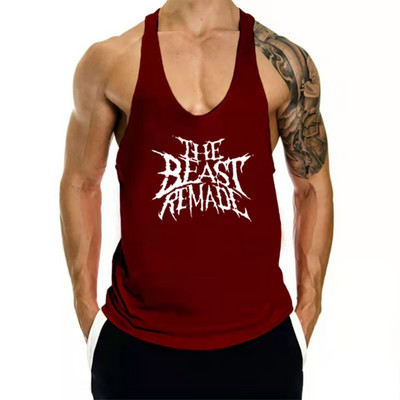 Meeste ovaalse dekoltee ja pealdisega sporttank