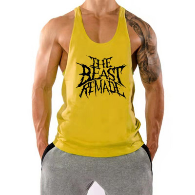 Meeste ovaalse dekoltee ja pealdisega sporttank