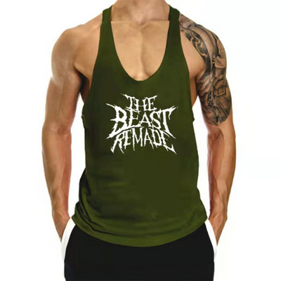 Meeste ovaalse dekoltee ja pealdisega sporttank