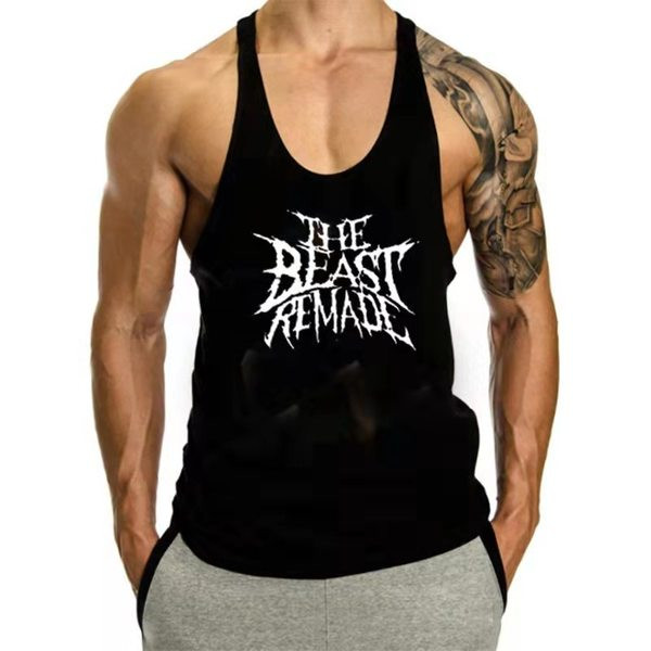 Meeste ovaalse dekoltee ja pealdisega sporttank