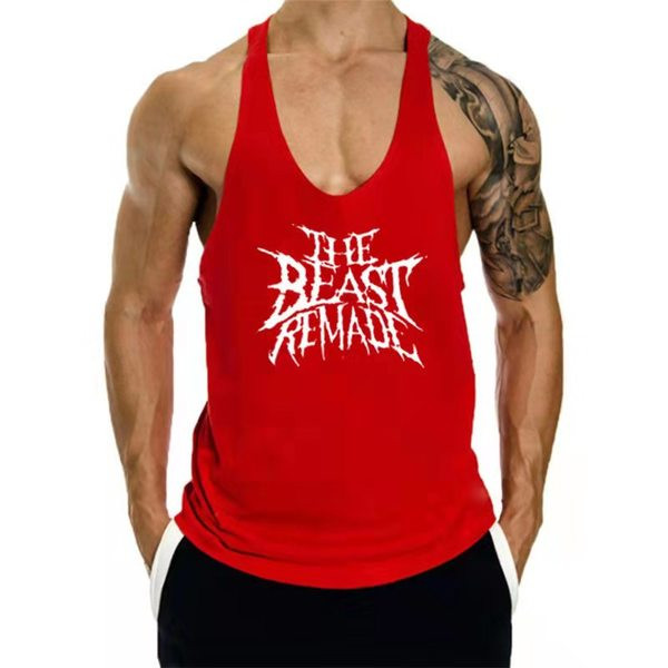 Meeste ovaalse dekoltee ja pealdisega sporttank