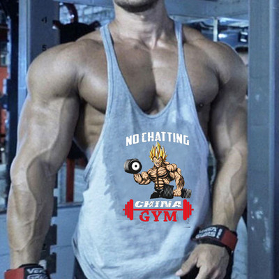 Férfi sport tank felső felirattal és rátéttel