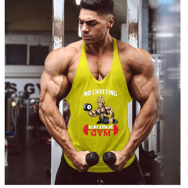 Férfi sport tank felső felirattal és rátéttel