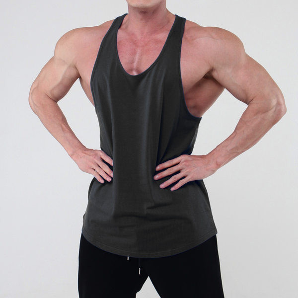 Μονόχρωμο ανδρικό φανελάκι με στρογγυλή λαιμόκοψη - κατάλληλο για σπορ