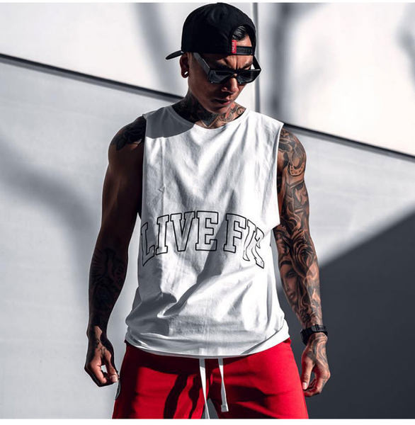 Ανδρικό αθλητικό φανελάκι καθημερινά με επιγραφή