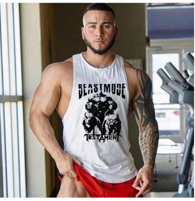 Ανδρικό φανελάκι με στάμπα και οβάλ λαιμόκοψη