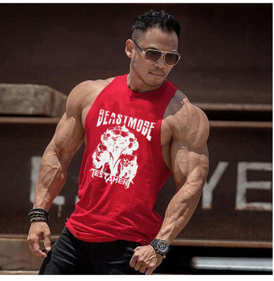 Ανδρικό φανελάκι με στάμπα και οβάλ λαιμόκοψη